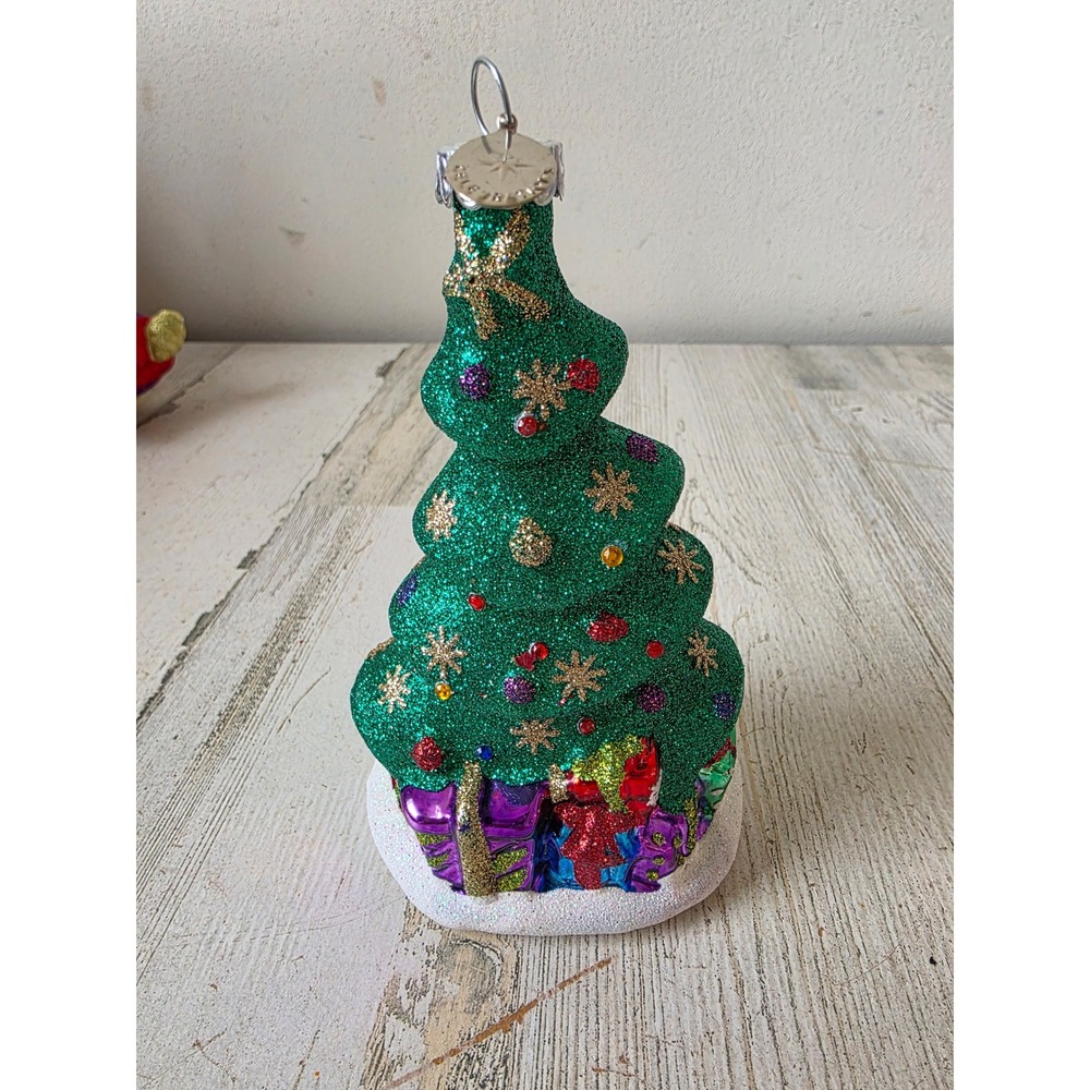 Vintage radko glitter tree presents glass ornament celebrations